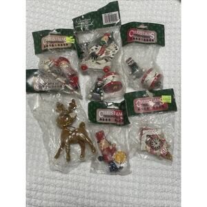 Vtg Christmas Trimmeries Set Of 7 Bradford Nostalgic Ornaments DAMAGED Clock